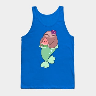 Watermelon Mermaid Sloth Tank Top